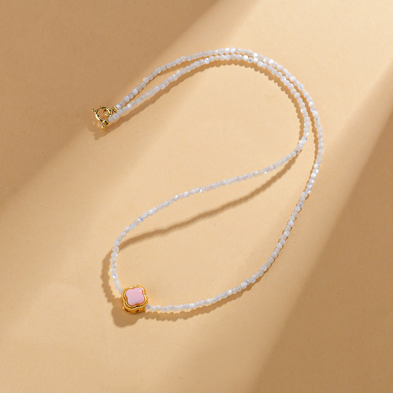 Macaron Candy Color Shell Bead Necklace | Sweet Round and Rice Beads Collarbone Chain