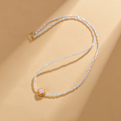 Macaron Candy Color Shell Bead Necklace | Sweet Round and Rice Beads Collarbone Chain