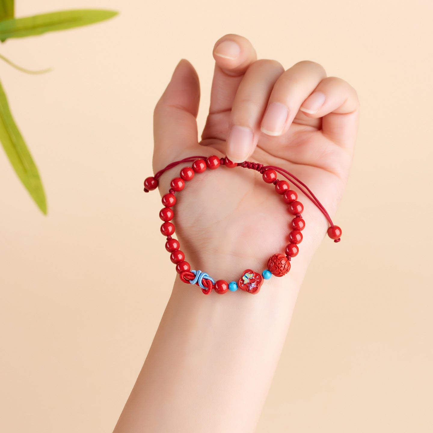 Imperial Red Cinnabar Butterfly Rope Bracelet | Natural Mineral Protection & Chinese Style Elegance