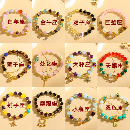 Natural Crystal Zodiac Bracelet - Mystical Astrological Jewelry for Women's Empowerment