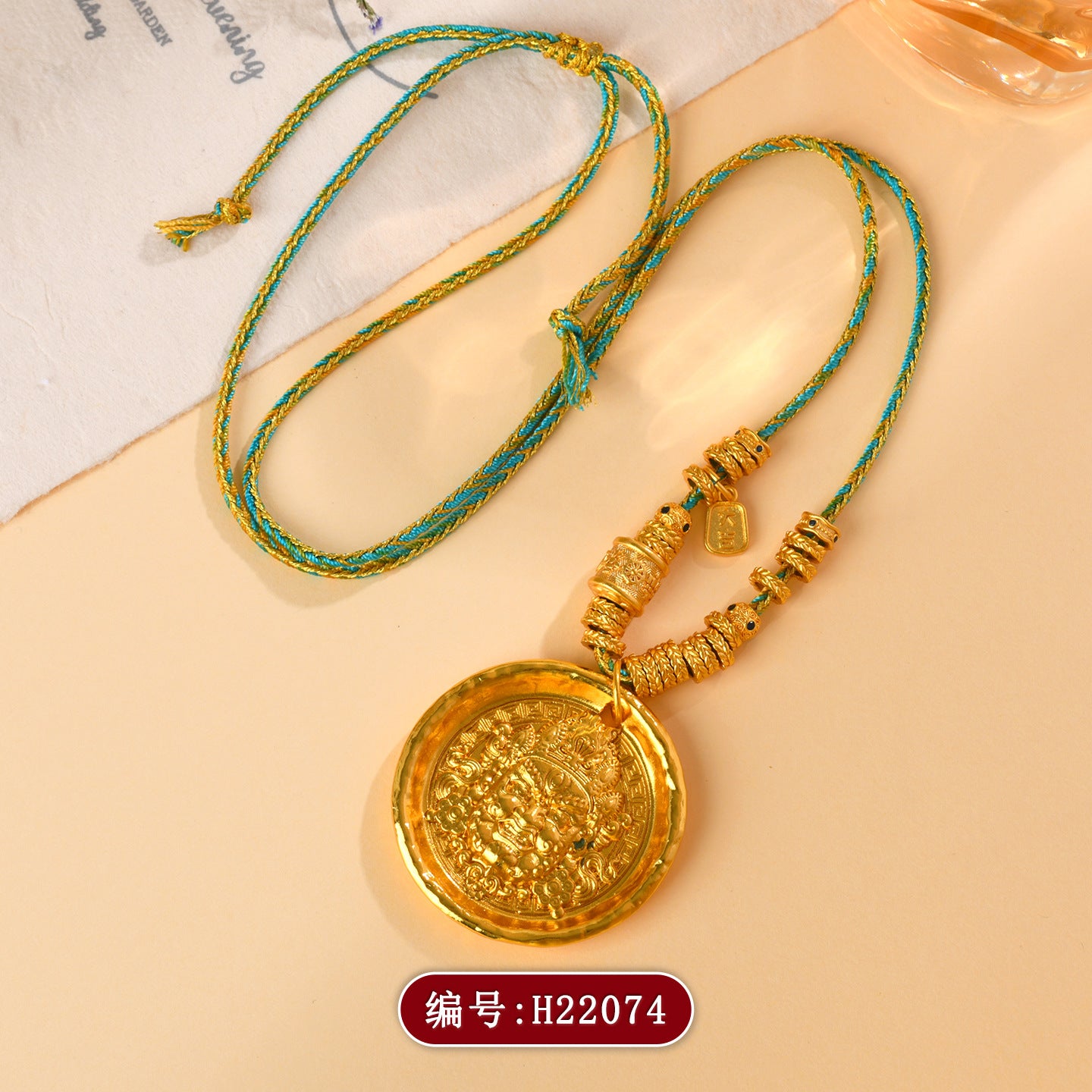 Golden Wealth God Tibetan Style Pendant Necklace - Prosperity and Protection Amulet