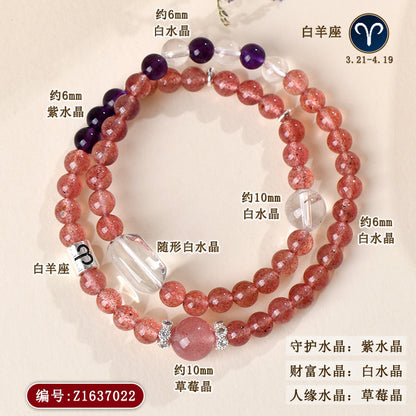 Natural Crystal Zodiac Bracelet | Multi-Gemstone Protection & Luck Charm for Women