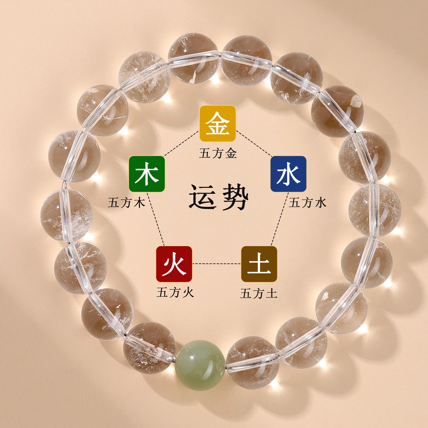 Natural White Crystal Five Elements Balance Bracelet | Harmony for Couples