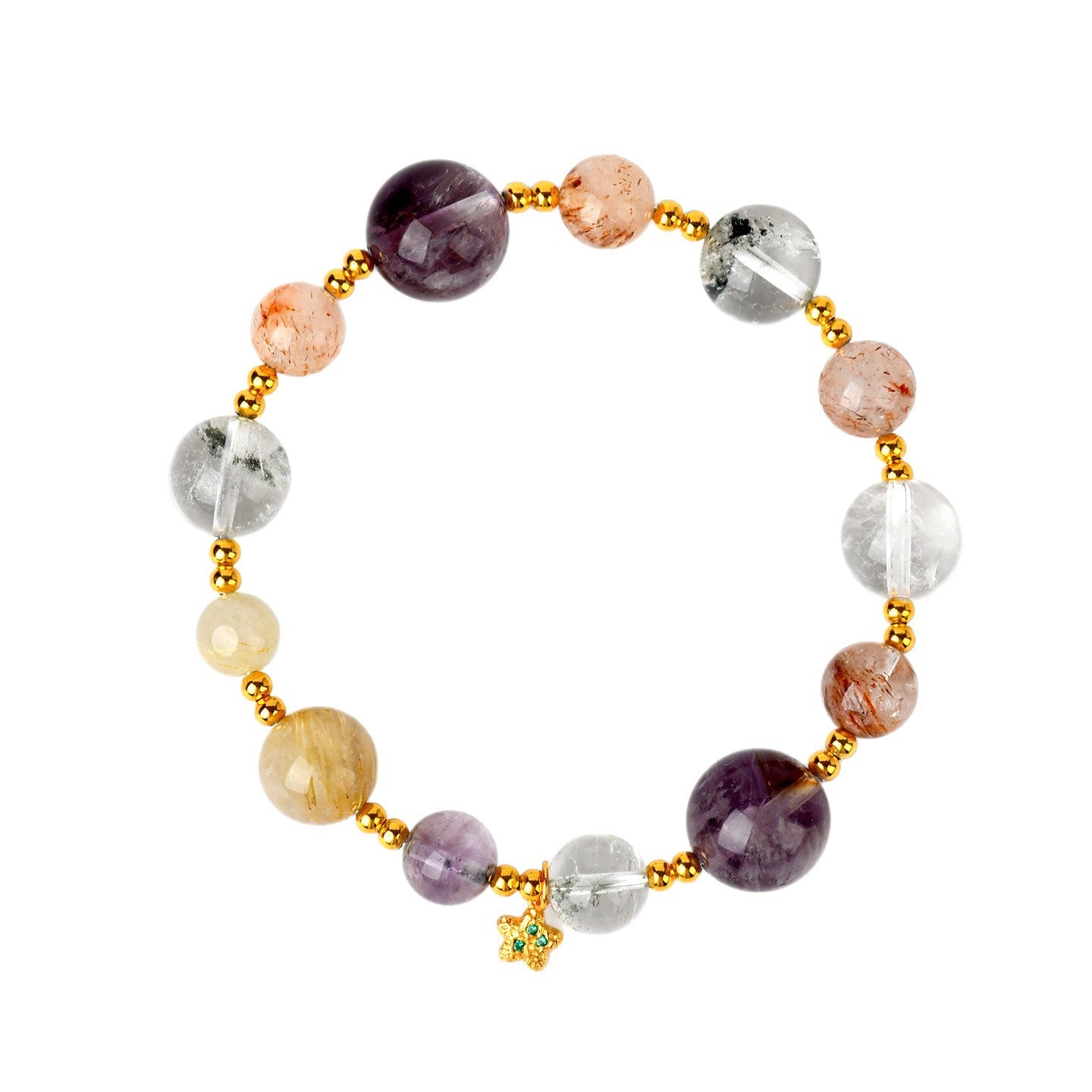Natural Crystal Multi-Gem Bracelet | Amethyst & Silver Spiritual Protection Talisman