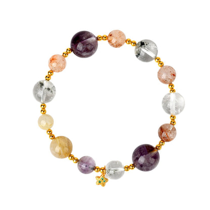 Natural Crystal Multi-Gem Bracelet | Amethyst & Silver Spiritual Protection Talisman