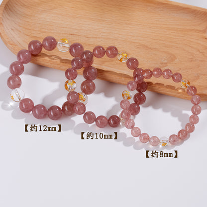 Strawberry Crystal Three-in-One Zodiac Bracelet | Spiritual Harmony & Good Fortune for Women