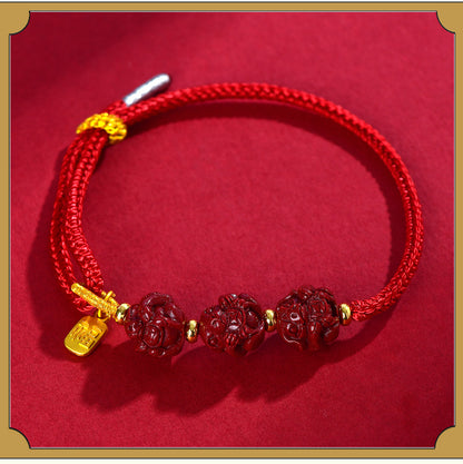 Natural Purple Gold Sand Zodiac Three-in-One Handwoven Bracelet - Spiritual Guardian & Fortune Enhancer