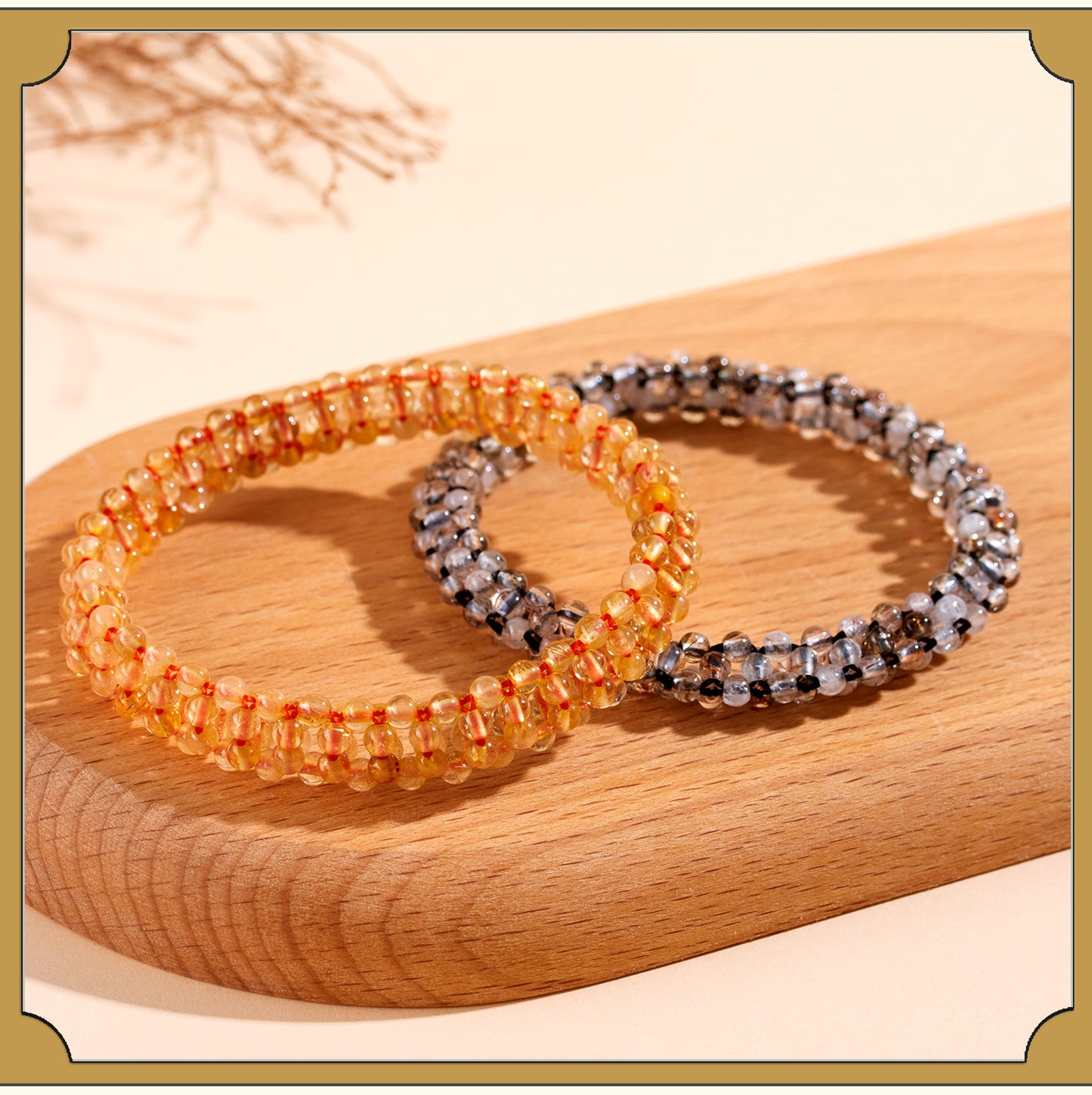 Golden Rutilated Quartz Bracelet | Wealth & Energy Crystal Jewelry for Women