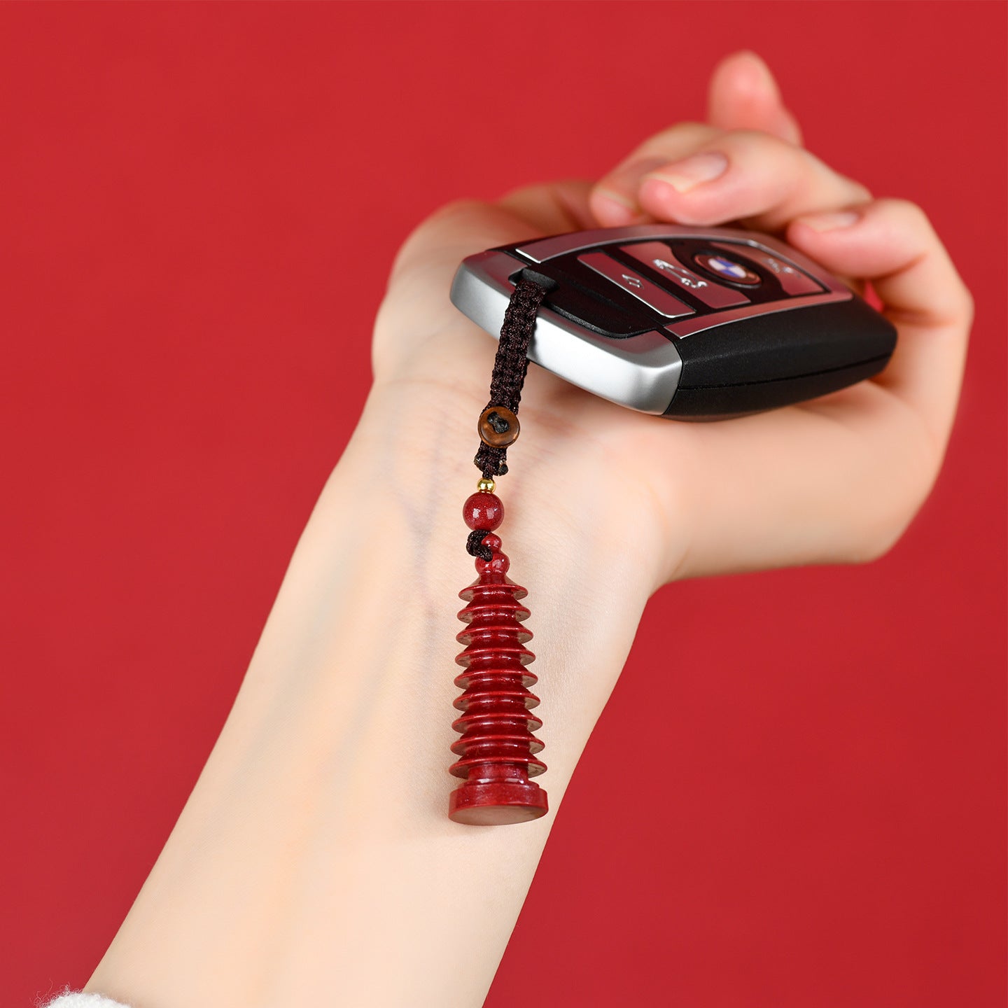 Natural Purple Gold Cinnabar Wenchang Pagoda Exam Keychain - Wisdom & Luck Talisman