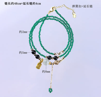 Obsidian Green Strawberry Crystal Multi-Circle Bracelet – Adjustable Spiritual Jewelry for Women