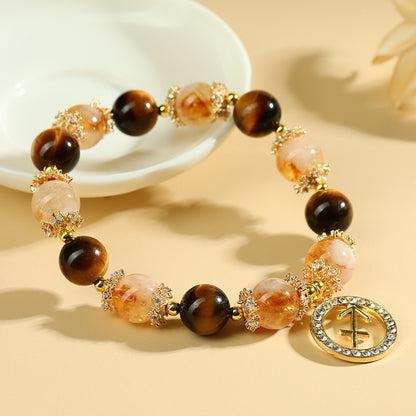Twelve Zodiac Natural Crystal Multi-Gem Bracelet | Astrological Harmony & Spiritual Elegance