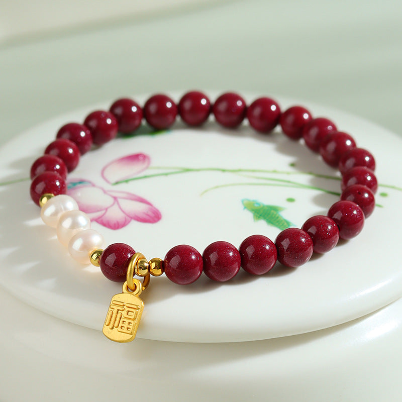 Natural Purple Gold Cinnabar Bracelet | Wealth & Protection Spiritual Talisman
