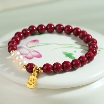 Natural Purple Gold Cinnabar Bracelet | Wealth & Protection Spiritual Talisman
