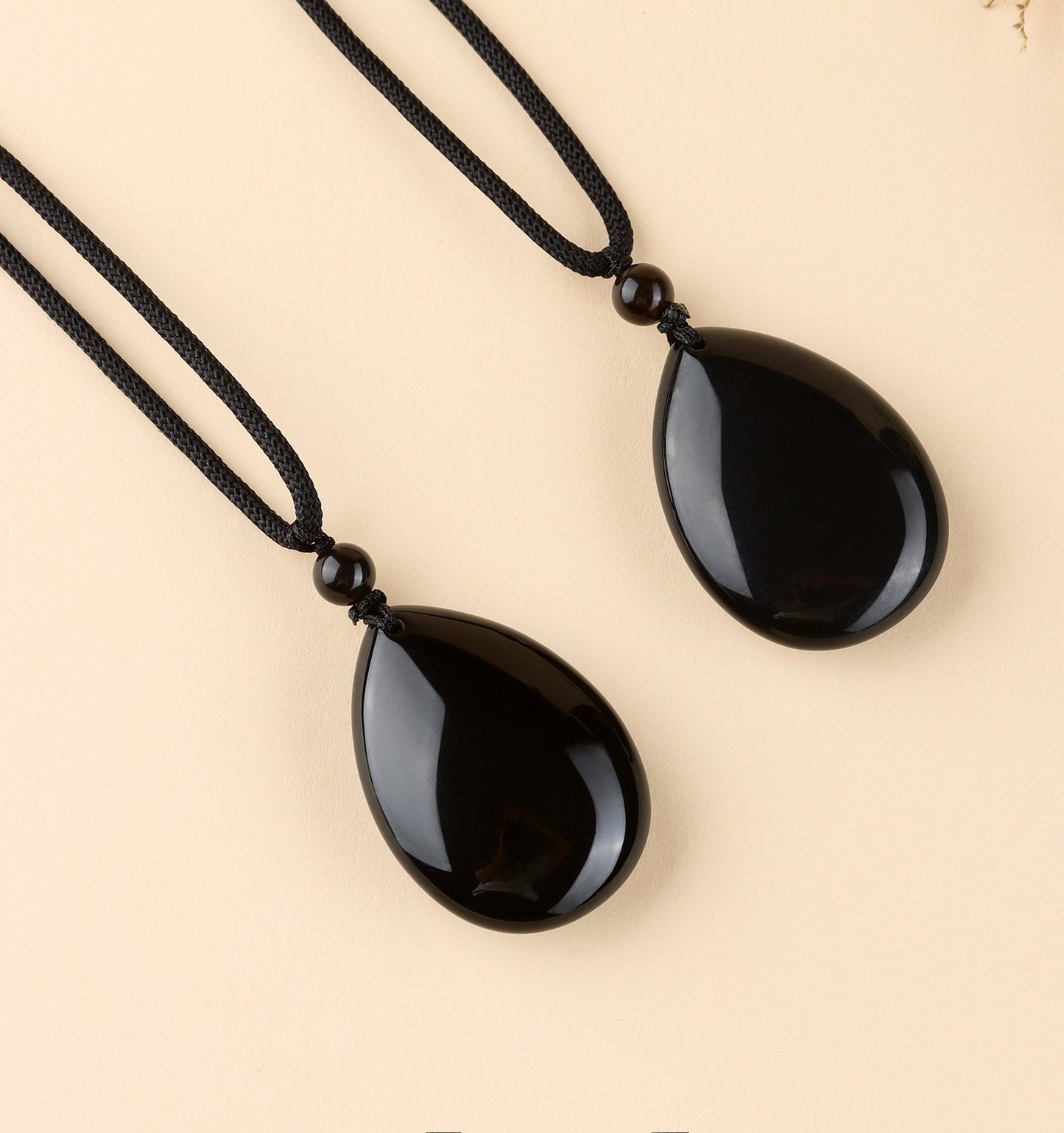 Natural Rainbow Eye Black Gold Obsidian Water Drop Pendant - Spiritual Couple Necklace for Harmony & Protection