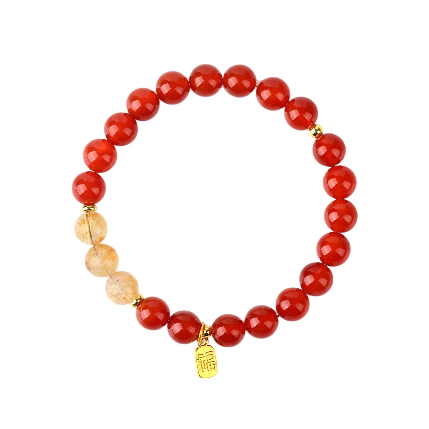 Red Agate and Yellow Pagoda Crystal Fortune Bracelet | Wealth and Protection Amulet