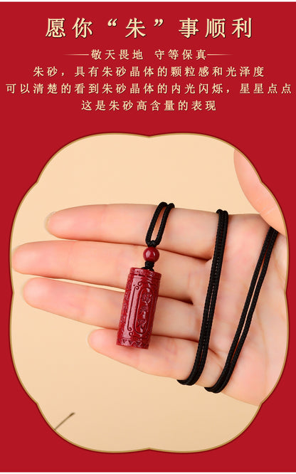Natural Purple Gold Cinnabar Shurangama Mantra Pendant Necklace - Spiritual Protection & Fortune Charm