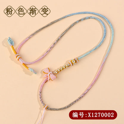 Butterfly Knot Golden Cord Jade Pendant Necklace - Handwoven DIY Charm for Eternal Harmony