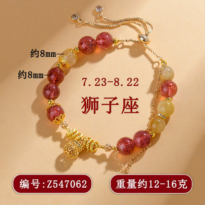 Natural Crystal Zodiac Bracelet - Mystical Energy & Fortune Enhancer for Women