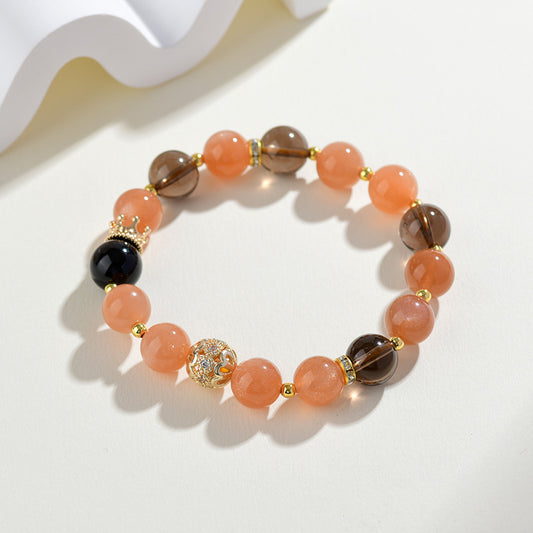 Natural Sunstone Tea Crystal Leo Zodiac Bracelet | Energy Boost & Luck Charm