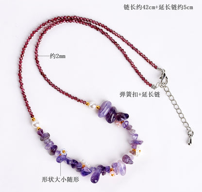 Natural Garnet Amethyst Crushed Stone Multi-Circle Adjustable Bracelet Necklace | Spiritual Protection & Wealth Attraction