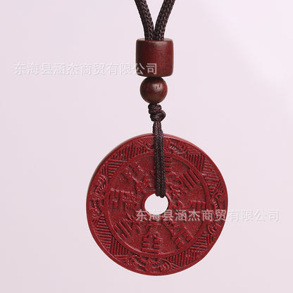 Natural Cinnabar Mountain Ghost Flower Pendant - Purple Gold Sand Raw Ore Amulet for Protection and Fortune