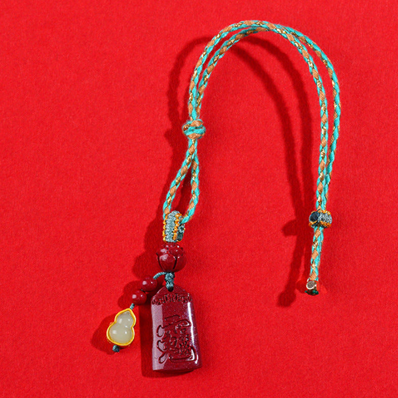 Natural Cinnabar Purple Gold Sand Wu Sui General Car Pendant - Wealth Protection Amulet