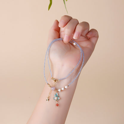 Pearl Southern Red Agate Multi-Circle Bracelet | Elegant Women's Collarbone Necklace for Fortune & Protection