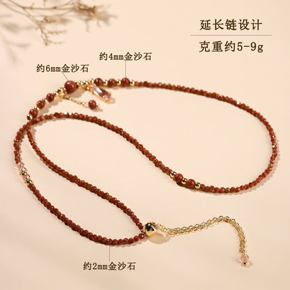 Golden Sandstone Three-Circle Bracelet | Adjustable Women's Spiritual Jewelry for Protection and Wealth