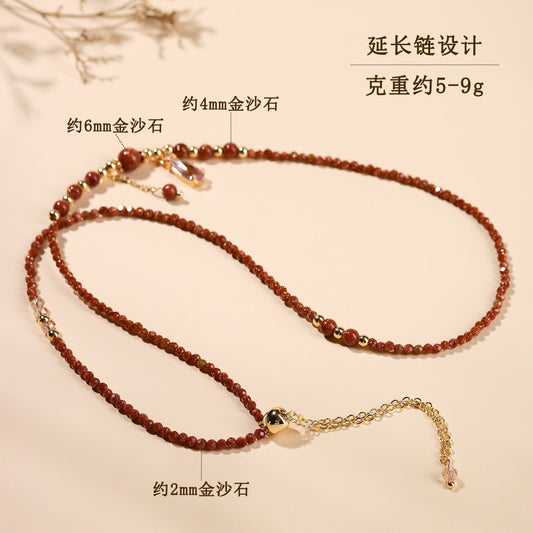 Golden Sandstone Three-Circle Bracelet | Adjustable Women's Spiritual Jewelry for Protection and Wealth