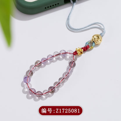 Natural Super Seven Amethyst Phone Chain Pendant – Spiritual Protection & Elegant Energy