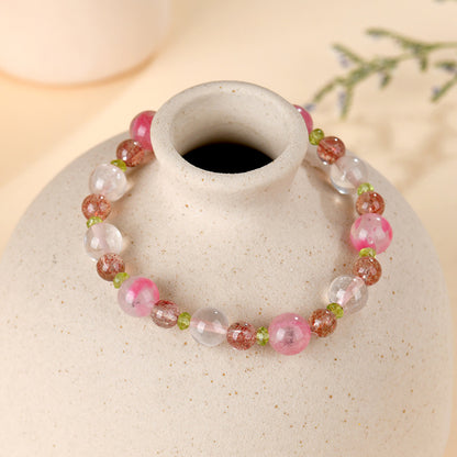 Natural Rose Quartz Crystal Bracelet | Peach Blossom Love Energy for Harmony