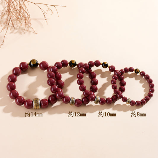 Purple Gold Cinnabar Six-Word Mantra Zodiac Bracelet - Spiritual Protection for Men & Women