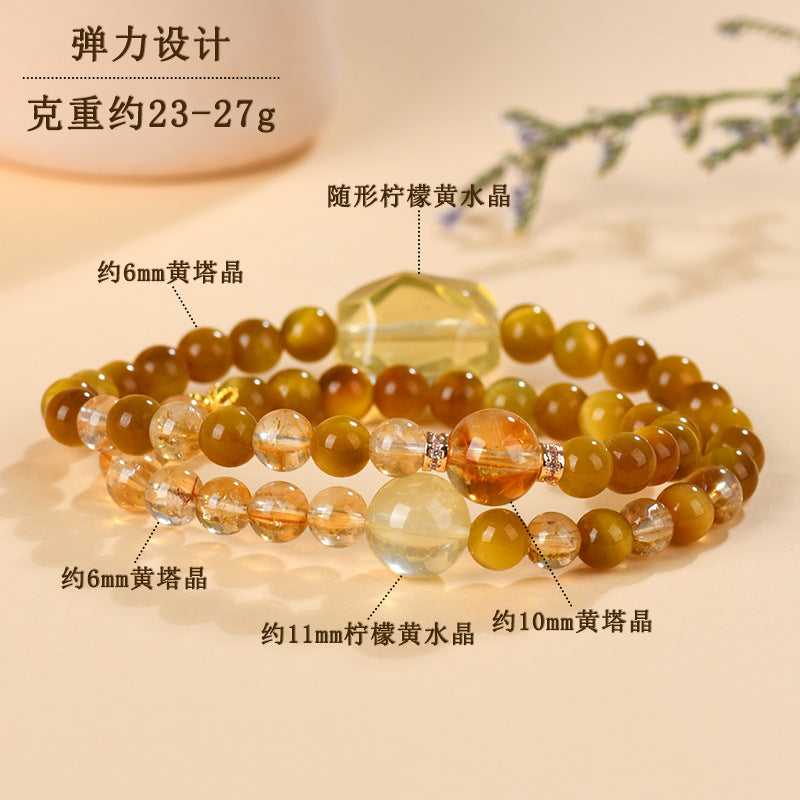 Golden Tiger Eye Double Circle Bracelet | Natural Crystal Protection & Wealth Attraction