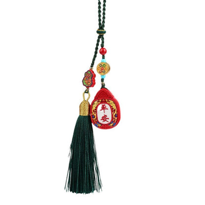 Natural High-Content Cinnabar Double-Sided Peace Amulet Pendant Keychain Bag Charm