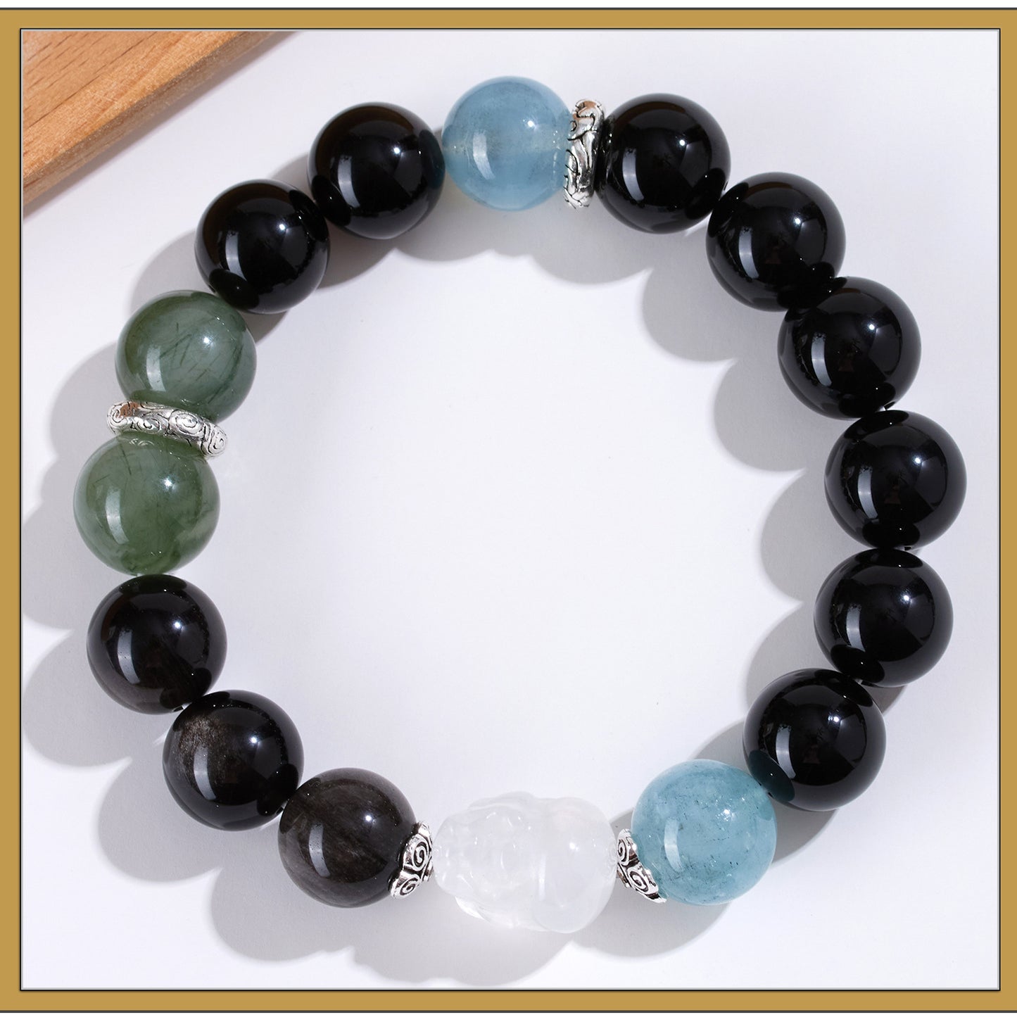 Natural Crystal Five Elements Bracelet with Lucky Pixiu - Unisex Couple Style for Balance and Wealth