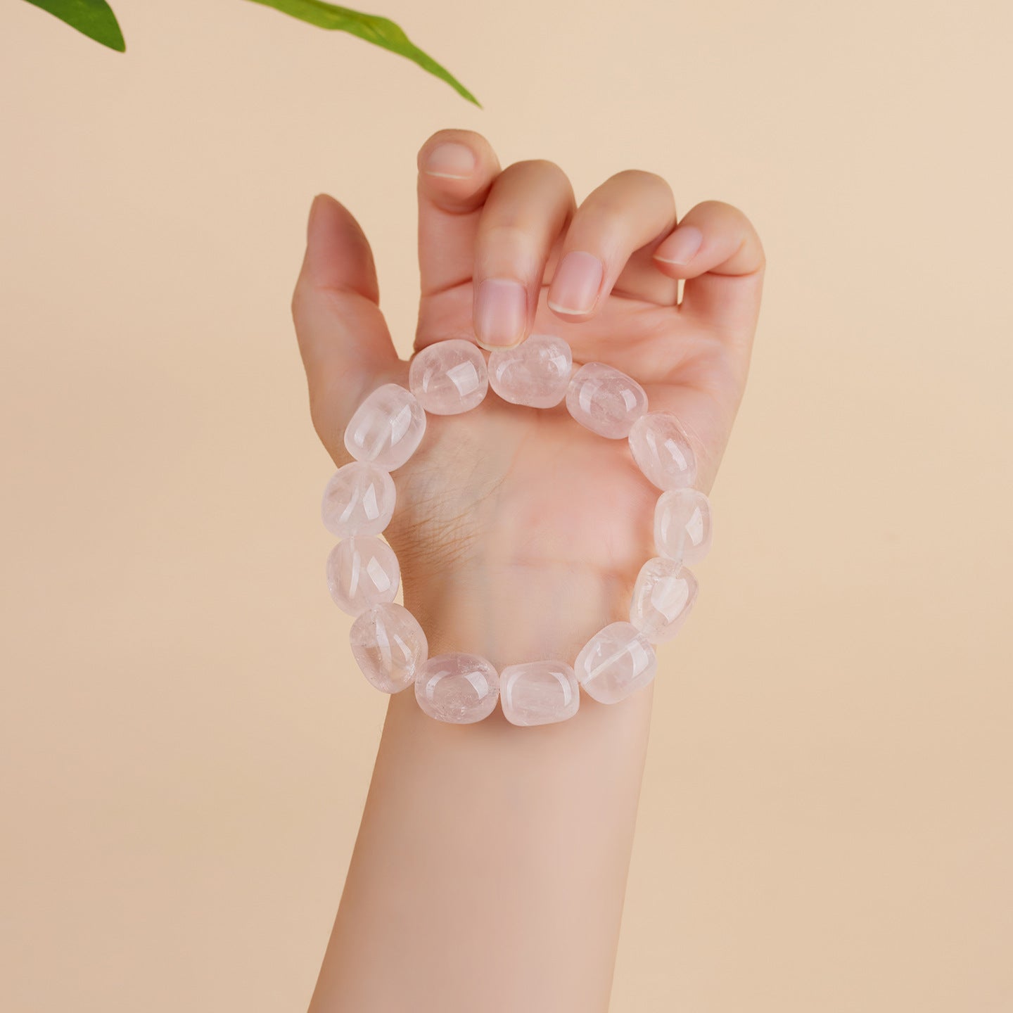 Natural Pink Crystal Irregular Bead Single Loop Bracelet - Peach Blossom Energy & Elegant Charm
