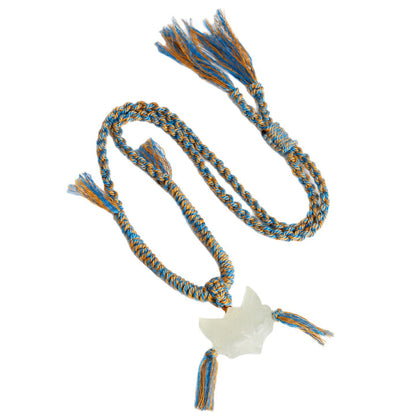 Natural Yellow Crystal Fox Mask Pendant Tibetan Necklace - Wisdom & Prosperity Amulet