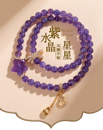 Natural Amethyst Double Circle Bracelet | Spiritual Harmony & Elegant Protection