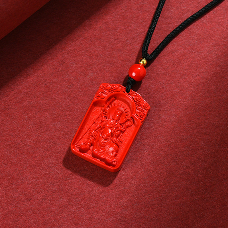 Natural High-Content Cinnabar Wusu General Pendant - Zodiac Year Protection Amulet
