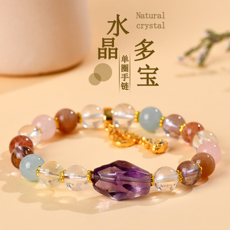 Natural Crystal Multi-Gem Amethyst Freeform Bracelet | Spiritual Energy & Fashion