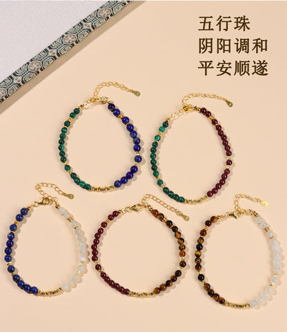 Five Elements Crystal Bracelet with S925 Silver - Balance Energy & Harmony for Women