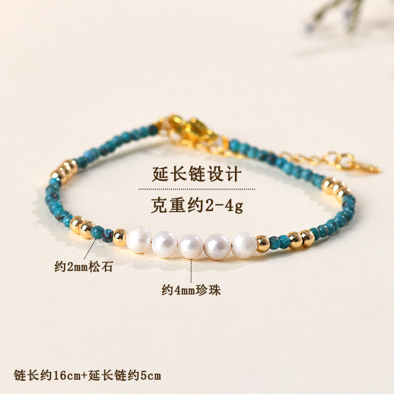 Adjustable Turquoise Pearl Bracelet for Women - Spiritual Elegance and Protection