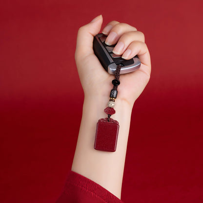 Natural High-Content Cinnabar Purple Gold Sand Keychain Pendant – Mystic Protection and Wealth Talisman