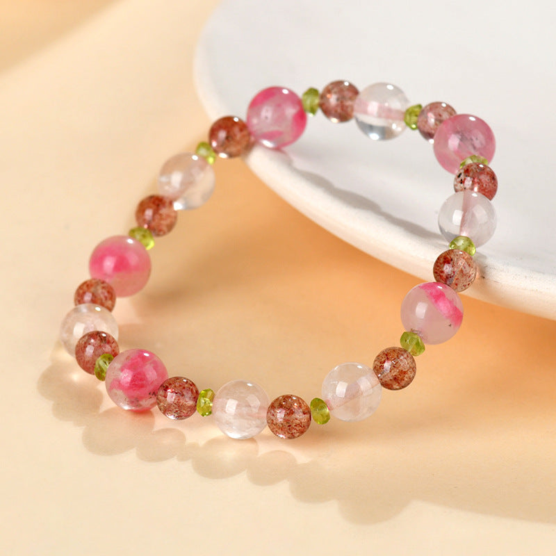 Natural Rose Quartz Crystal Bracelet | Peach Blossom Love Energy for Harmony