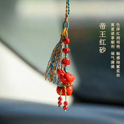 Natural High-Content Cinnabar Peace Pendant - Car Keychain Bag Ornament for Protection