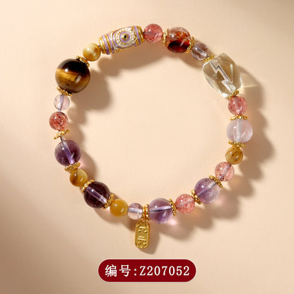 Nine Purple Fire Crystal Bracelet | Spiritual Protection & Fortune Multi-Gemstone Jewelry