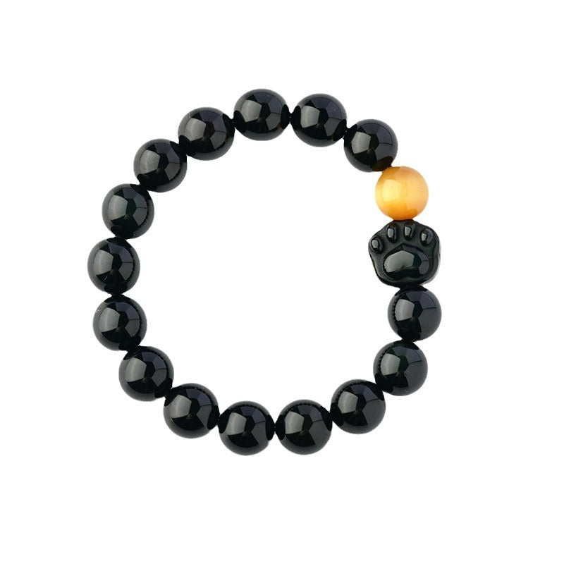 Mystic Double Color Eye Obsidian Cat Claw Bracelet - Chinese Style Crystal Bead Jewelry