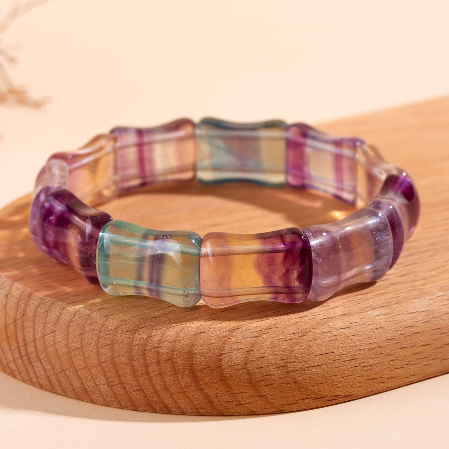 Natural Colorful Fluorite Bamboo Knot Bracelet - Spiritual Protection & Elegant Fashion
