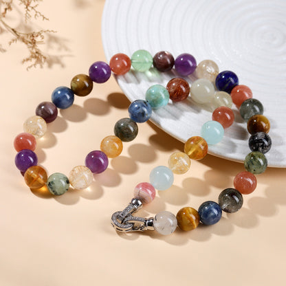 Natural Multi-Gemstone Crystal Collarbone Necklace | Mystical Energy & Fashion Elegance