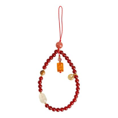 Five Elements Natural Crystal Agate Phone Chain Pendant - Balance Energy & Attract Fortune